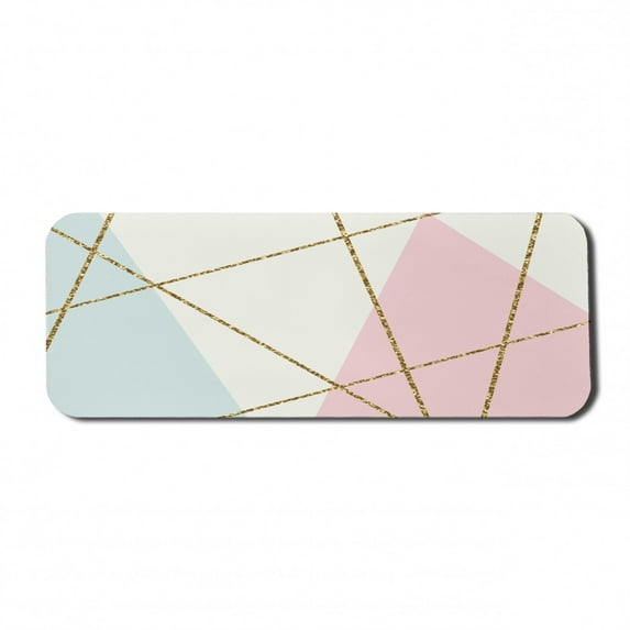 Neutral Color Computer Mouse Pad, Contemporary Geometric Fractal Color Stripes and Retro Effects, Rectangle Non-Slip Rubber Mousepad Large, 31" x 12", Pale Blue and Pale Coffee, by Ambesonne