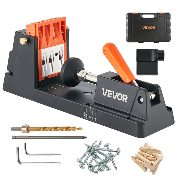 Kit de plantilla para agujeros ocultos VEVOR, ajustable de 1/2" a 1-1/2", sistema ligero de plantilla para agujeros ocultos con adaptador de extracción de polvo, bloque guía desmontable, broca