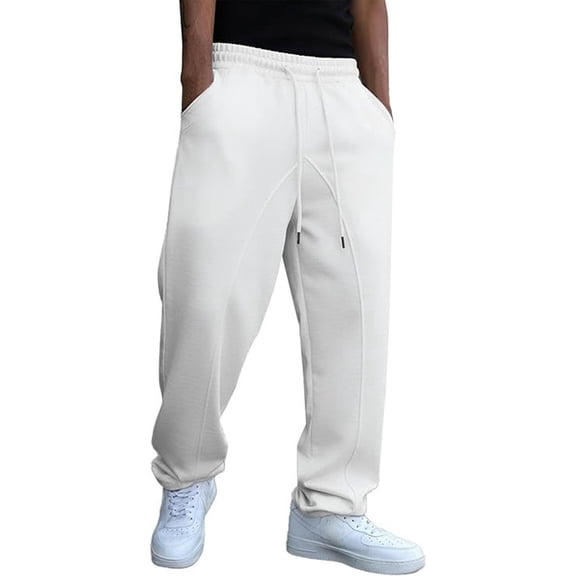 zbxnLI Men's Loose Straight Pants Comfy Jogger Casual Sweatpants Elastic Waist Drawstring Athletic Lounge Trousers