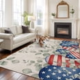 thumbnail image 3 of Independence Day Washable Area Rug 5 x 7 ft Retro Red Blue Star Stripe Love Heart Eucalyptus Leaf, Soft Non Slip Rugs Stain Repellent Indoor Felt Carpet for Living Dining Room Bedroom Home Office, 3 of 9