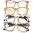 thumbnail image 5 of Oprah style Bling Rhinestone Square Reading Glasses For Women Shiny Diamond Blue Light Blocking Eyeglasses, 5 of 7