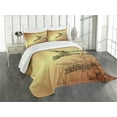 thumbnail image 3 of Ambesonne Japanese Quilted Bedspread Set 3 Pcs, Folk Sunset Ethnic Branch, Queen Size, Sepia Black, 3 of 5