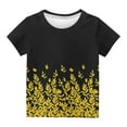thumbnail image 4 of NAISIBABY Summer Girls Short Sleeve Printed T-Shirt, Kids Round Neck Casual Daily Versatile Tops Yellow 9-10T, 4 of 4