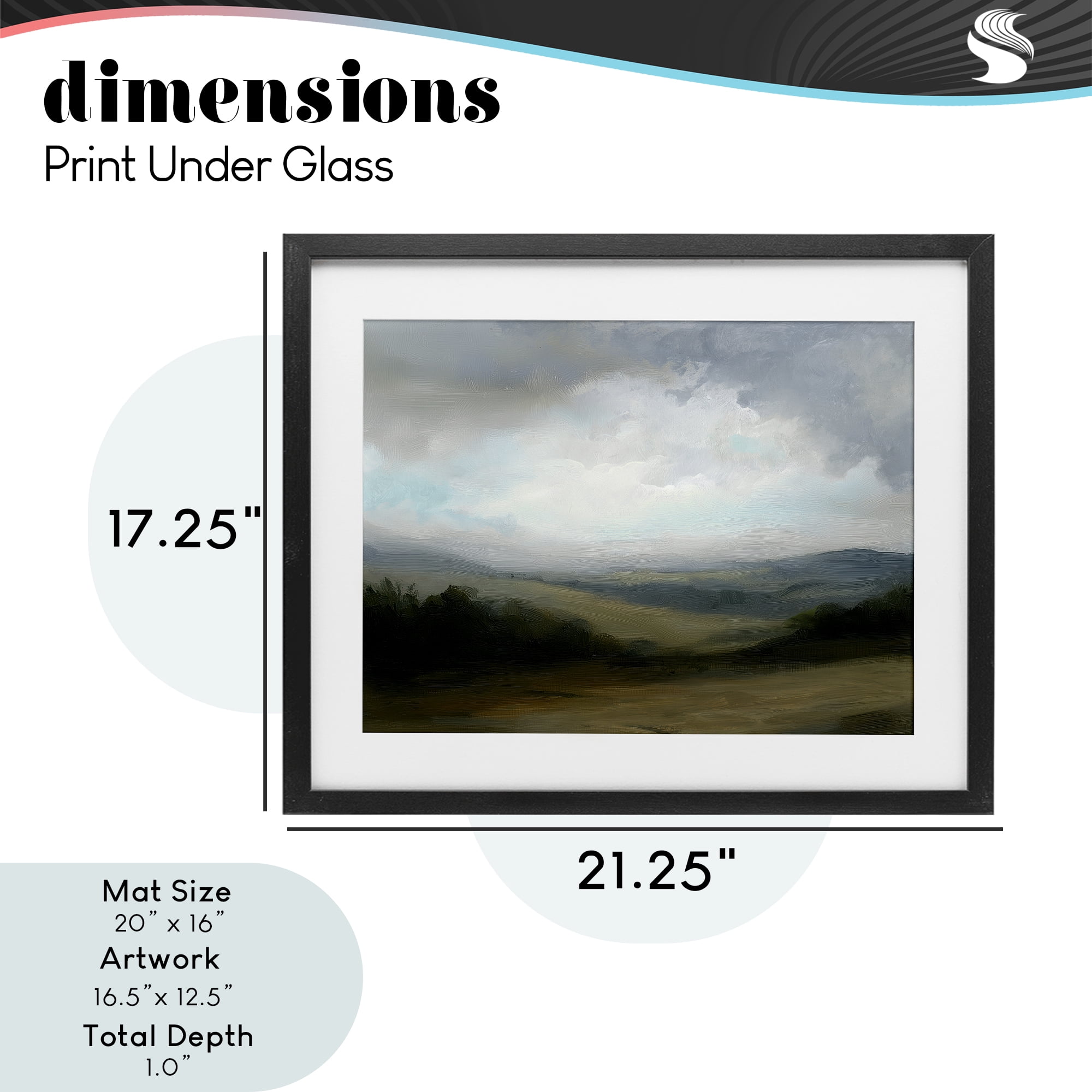 Stupell Industries Refreshed Quiet Rolling Hills Black Framed Print Under Glass, design by Annabelle Hall