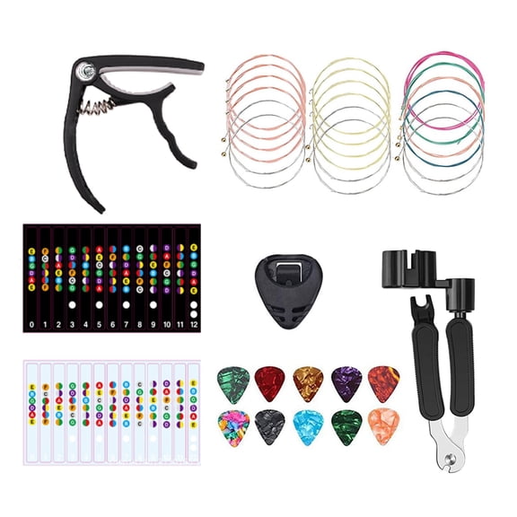 18PCS Guitar Strings Kit,Acoustic Strings,Guitar Picks,Capo