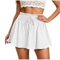 thumbnail image 3 of VBTAPA Skorts for Women Summer Trendy High Waist Drawstring Mini Skirt Flowy Double Layer Ruffle Skirts Casual Beach Vacation Clothes 2026 White XL, 3 of 6