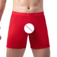 thumbnail image 4 of YWDJ Mens Underwear Boyshorts Breathable Lightweight No Show Men Casual Fashion Solid Sexy Underwear Gold Mesh Striped Breathable Hip Shorts Red XL, 4 of 9
