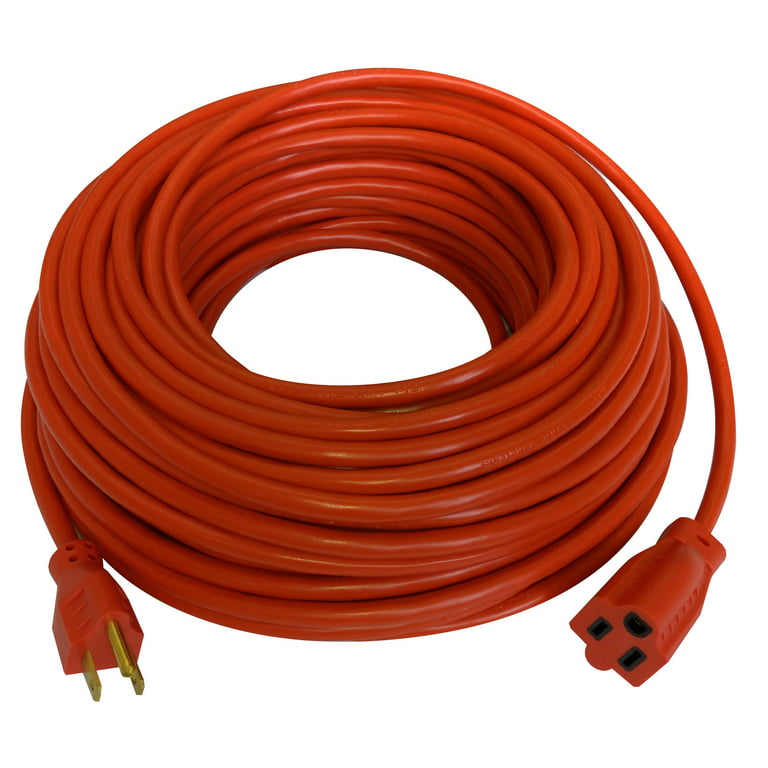 Hyper Tough 16AWGX3C 100ft Indoor and Outdoor Light Duty Orange Vinyl Extension  Cord 