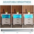 thumbnail image 4 of LVSOMT Nightstand with Wireless Charging Station and 24 Colors RGB Lights, Modern Night Stand with Drawer for Bedroom,  Smart Bedside Table for Living Room Office, Wood White, 4 of 7