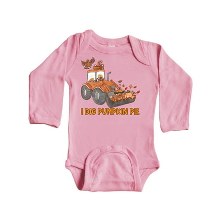 

Inktastic I Dig Pumpkin Pie Turkeys and Bulldozer Gift Baby Boy or Baby Girl Long Sleeve Bodysuit