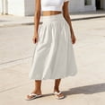 thumbnail image 2 of Aboser High Waisted Bubble Skirts for Women Trendy A Line Midi Skirt Puffy Casual Beach Skirts Loose Fitted Summer Skirt Flowy Plain Skirts, 2 of 7