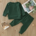thumbnail image 4 of Bjutir Toddler Boys Girls Outfit Set Baby Long Sleeve Patchwork Sweatshirt Tops Solid Pants Outfit Set Clothes Green 6-12 Months, 4 of 4