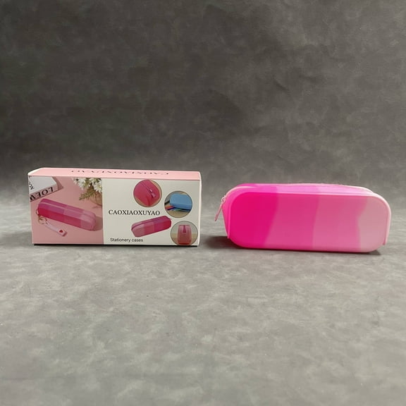 CAOXIAOXUYAO Stationery cases,Pink Silicone Pencil Case,Colorful Pencil Pouch Aesthetic Pencil Case Small Pencil Bag, Pencil Pouch for Women