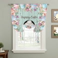thumbnail image 2 of Turquoise Bunny Easter Tie Up Curtains for Windows, Adjustable Balloon Window Shades, Eggs Spring Floral Rabbits Wooden Kitchen Window Treatments Farmhouse Short Curtains with Rod Pocket 42"x45", 2 of 8