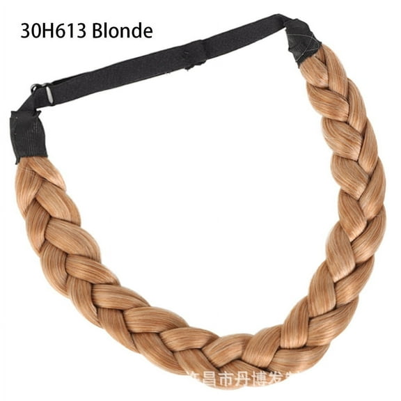 XmhyTop Timeless Wide Braided Headband, Adjustable Elastic Band, Soft Synthetic Hair, Versatile Styling Women's Fashion Beauty Accessory,Blonde C