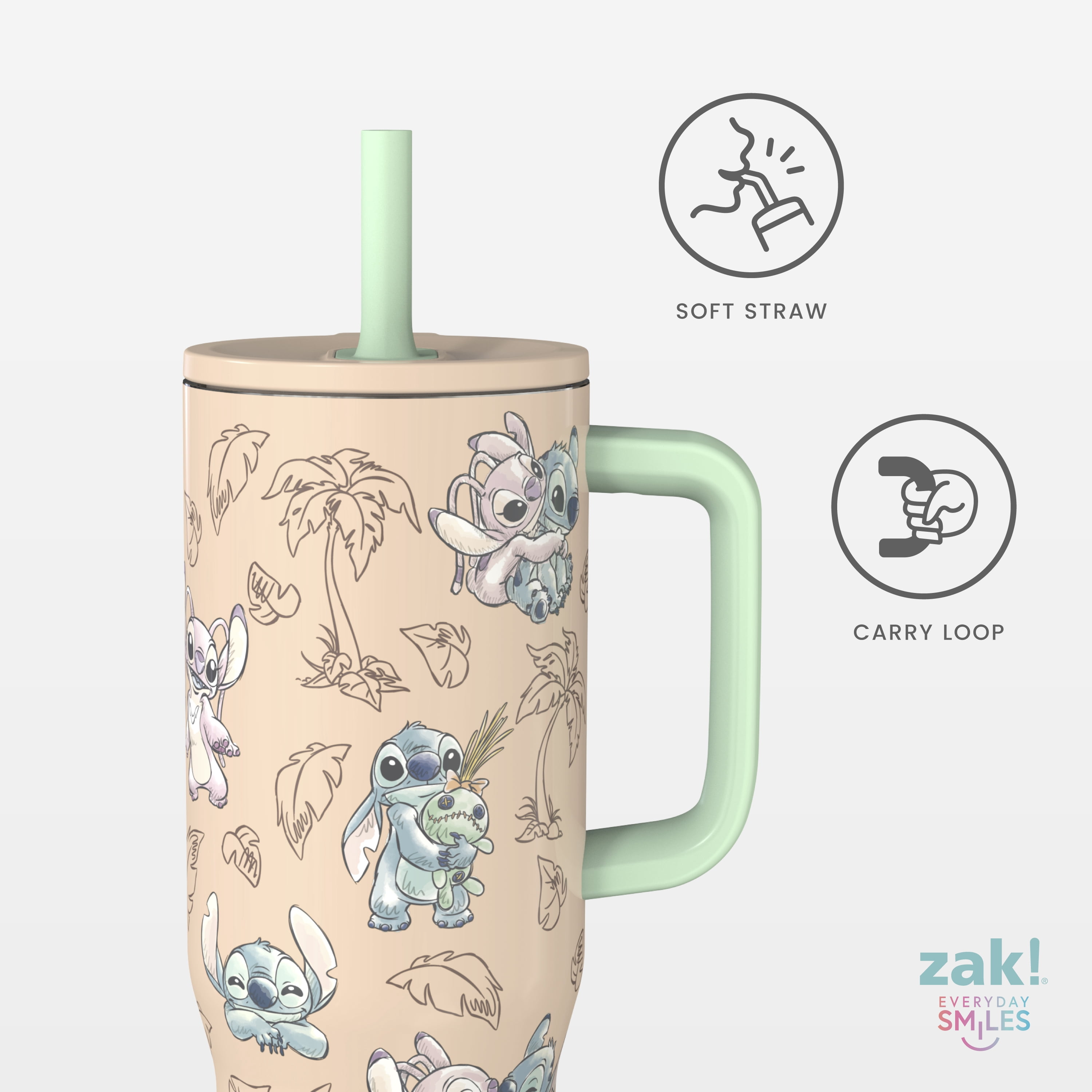 Zak Designs 30oz Stitch Double Wall Stainless Steel Vaccuum Insulated Sutton Straw Tumbler