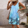 thumbnail image 5 of Ovzne Robes pour Femmes Robe d'Été Mode d'Été pour Femmes Poche Imprimée Sans Manches Robe Col en V Grande Taille Robe Maxi Imprimée Liquidation, 5 of 5