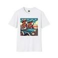 thumbnail image 4 of Mr and Mrs Basset Hounds Olde Timey Pop Art Unisex Softstyle T-Shirt, 4 of 11