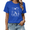 1-Blue, variant on Women's Grey Mystical Cat Wolf Graphic Short Sleeve T-Shirt Cotton Crewneck Top