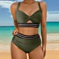 thumbnail image 4 of Abomasnow High Waisted Bikini Sets for Women Two Piece Halter Neck Cut Out Swimsuits Tops and Tummy Control Swimwear Colorblock Bathing Suits, 4 of 4