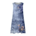 thumbnail image 5 of lcziwo Beach Dresses for Women Cotton Linen Sleeveless Tank Dress with Pockets Print Casual Round Neck Beach Sundresses Multicolor L, 5 of 5