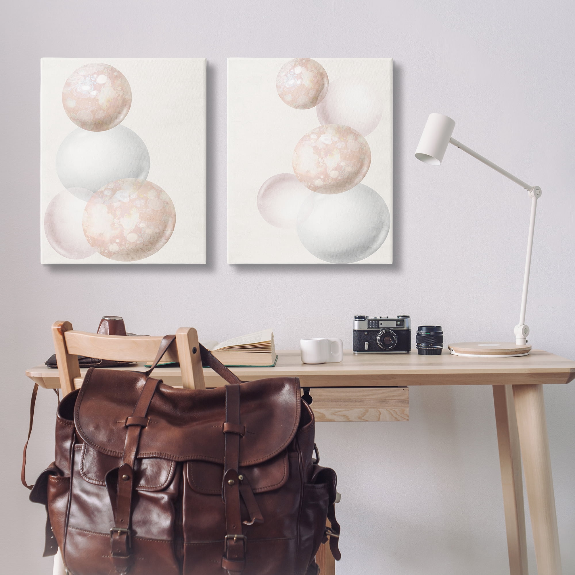 Stupell Industries Stacked Spheres Speckled Abstract Painting Wrapped Canvas Art Print Wall Art, 24 x 30, Set of 2