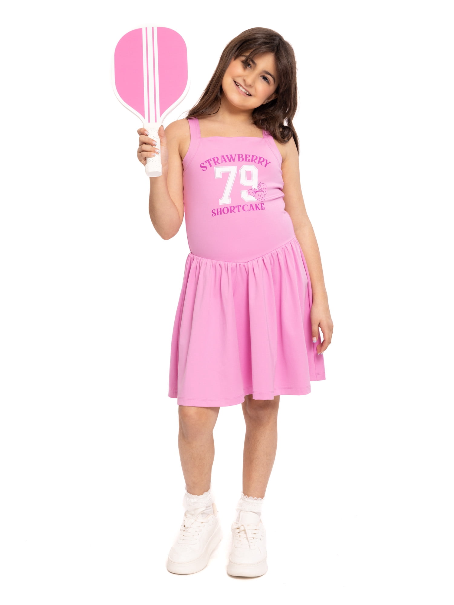 Strawberry Shortcake Girls Active Sleeveless Dress with Built-In Shorts, Sizes 4-12
