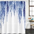 thumbnail image 2 of Navy Blue Shower Curtain, Waterproof Shower Curtains for Bathroom, Summer Botanical Leaves Watercolor Washable Fabric Bathtub Curtain Set Bath Decor with 12 Hooks Stall 36"x72", 2 of 8