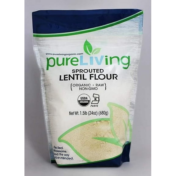 Pure Living Sprouted Lentil Flour - 1.5 lb Pack of 3