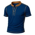 thumbnail image 4 of SOMOWI Mens T Shirts Summer Short Sleeve Henley Neck Button Blue Casual Fall Tops 2XL, 4 of 4