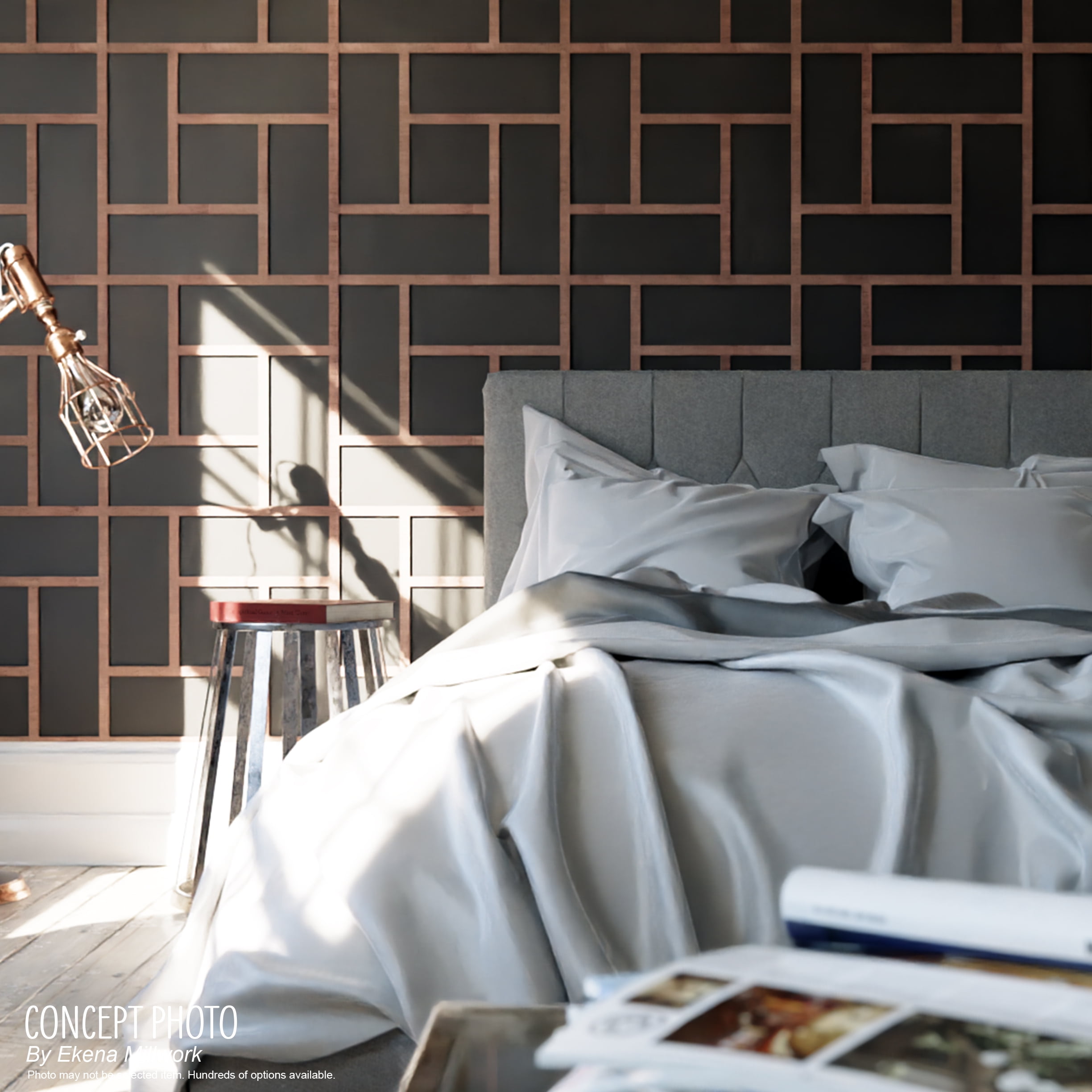 Ekena Millwork 7 3/8"W x 7 3/8"H x 1/4"T Extra Small Marrakesh Decorative Fretwork Wood Wall Panels, Red Oak