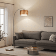 thumbnail image 5 of SUNMORY Floor Lamps for Living Room with 12W LED Bulb, Arc Floor Lamp with 3 Color Temperatures, Farmhouse Floor Lamps with Adjustable Rattan & Fabric Shades, Boho Standing Lamp for Bedroom, Corner, 5 of 10