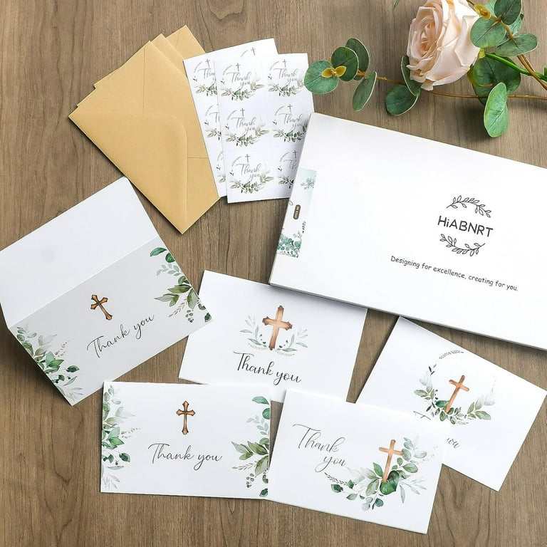 25 Pack Cross Religious Blank Cards With Envelopes – 4x6 Inch Watercolor Design For Baptism, Prayer, Wedding & First Communion | Christian Greeting Cards