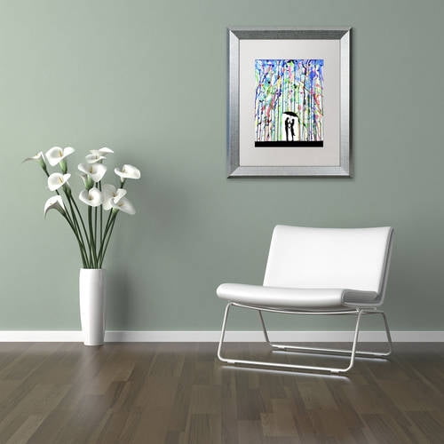 Trademark Fine Art 'Pour Deux' Canvas Art by Marc Allante, White Matte, Silver Frame