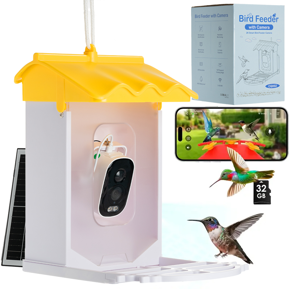 BOYOU Smart Bird Feeder with Camera, Solar Powered, 1080P HD, IP65 Waterproof, Outdoor