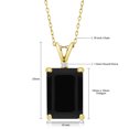thumbnail image 3 of Gem Stone King 18K Yellow Gold Plated Silver Black Onyx and White Moissanite Pendant Necklace for Women (6.62 Cttw, Gemstone December Birthstone, Emerald Cut 14X10MM, with 18 inch Silver Chain), 3 of 4