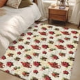 thumbnail image 4 of 3'x5' Area Rugs, Christmas Indoor Outdoor Area Rug for Living Room Bedroom, Xmas Red Poinsettia Botanical Pine Cones Washable Bathroom Rugs Kitchen Floor Carpet Mats Home Decor Aesthetic, 4 of 8