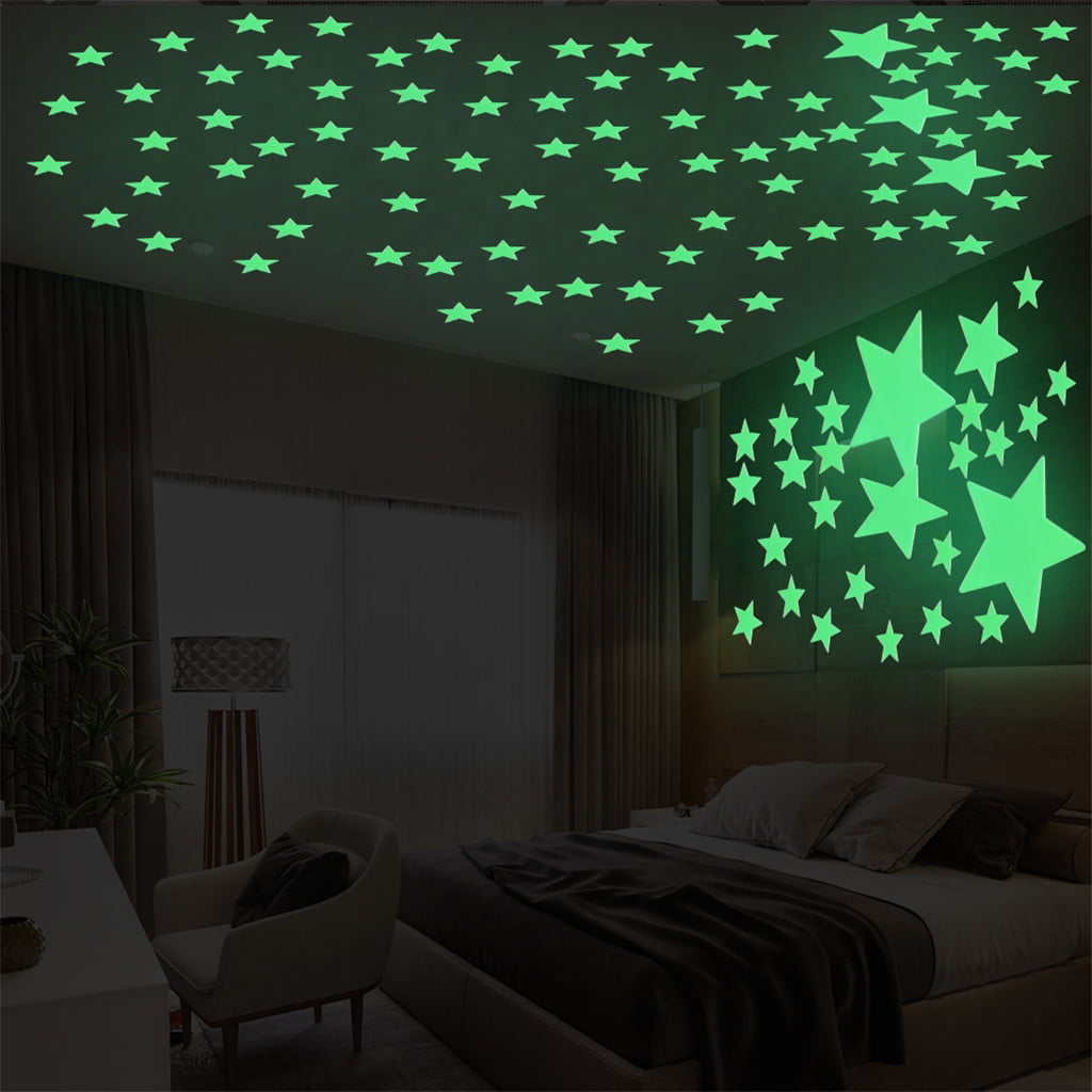 Cadorn 100 - Piece Glow - in - the - Dark Planet Stickers Set, 3D Fluorescent Decals for Kids’ Room Decor