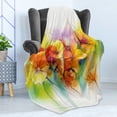thumbnail image 4 of Flower Soft Flannel Fleece Throw Blanket, Vibrant Colored Autumn Bouquet with Types of Blooms Daffodil Fragrant Image Print, Cozy Plush for Indoor and Outdoor Use, 60" x 80", Multicolor, by Ambesonne, 4 of 5