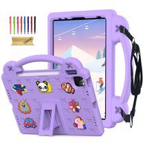 Dteck Kids Cas for iPad 10th Generation 2022, Silicone Childproof for iPad 10th Gen 10.9" with Handle Grip, Built-in Kickstand, Shockproof Cover for Kids with Shoulder Strap, Purple