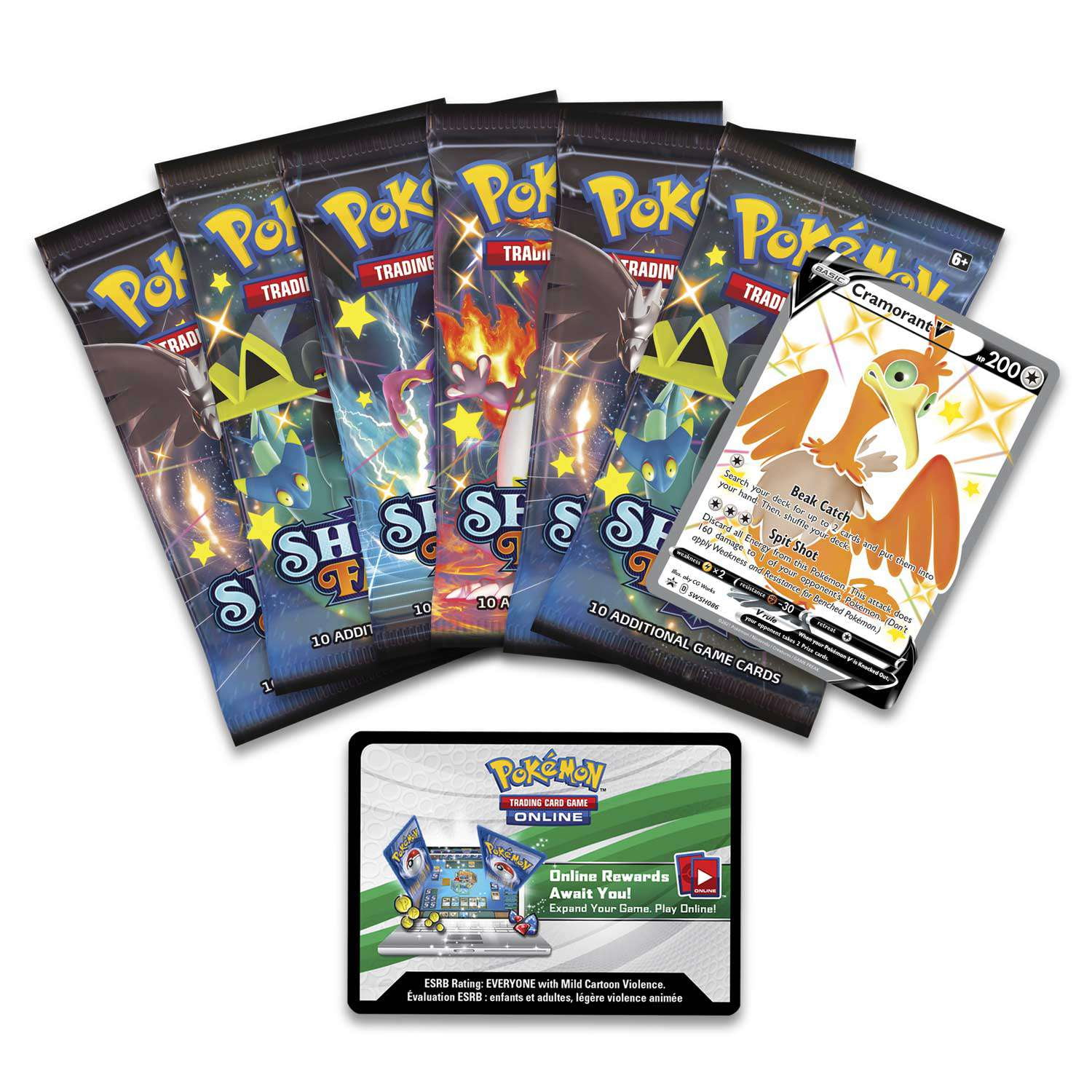 Pokemon Shining Fates Cramorant V, Botund V & Eldegoss V Set of 3 Tins [18 Booster Packs & 3 Promo Cards Total!]