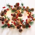 thumbnail image 2 of Christmas Garland Decoration with Lights 7FT 20LED Xmas Pine Cone Red Berry Bell Lights Tree New Year Holiday Party Decorations, 2 of 4