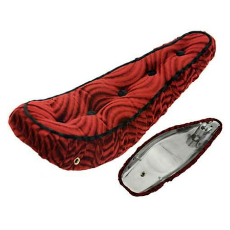 Velour 20in Bike Polo Saddle w/Button, 17-3/4in L x 5in W, Red