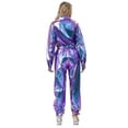 thumbnail image 4 of Choomomo Women Alien Outfits One-piece Rompers Dancewear Shiny Metallic Unitard Jumpsuit Clubwear Blue 3XL, 4 of 5