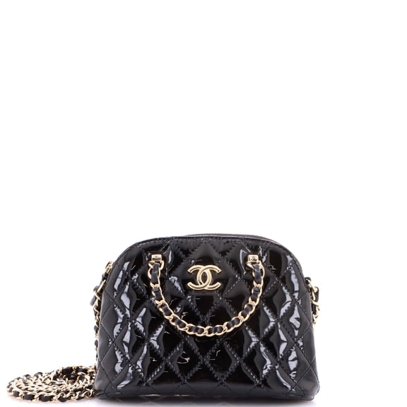 Pre-Owned CC Dome Zip Crossbody Bag Quilted Patent Mini By Rebag