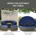 thumbnail image 6 of Outsunny 4 Piece Round Rattan Daybed Furniture Set, Sun Canopy, Outdoor Sofa, 2 Chairs, Extending Tea Table Ottoman Chair, 3 Pillows, Dark Blue, 6 of 10