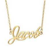 18k Gold Plated Jacob Name Necklace Mother Name Necklace Family Kid Names Jewelry