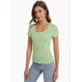 thumbnail image 5 of Women's T Shirts Short Sleeve Scoop Neck Basic Going Out Tops Fashion Slim Fit Tee, 5 of 6