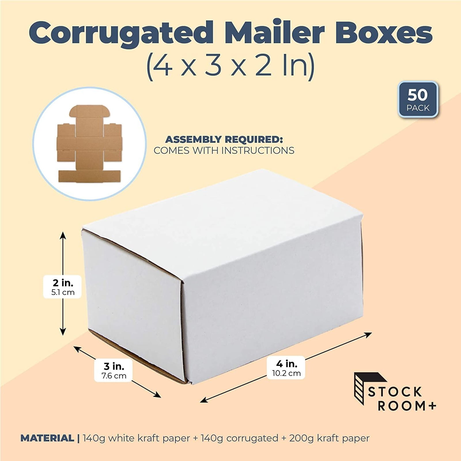 White Corrugated Boxes Packaging 4LX4WX4H Small Moving Boxs Square Kraft Mailing Boxs Mailers for Shipping and Small Items,Gift Boxes,Pack of 10