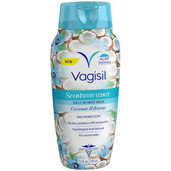 Vagisil Scentsitive Scents Feminine Wash, Coconut Hibiscus 12 oz, 3 Pack